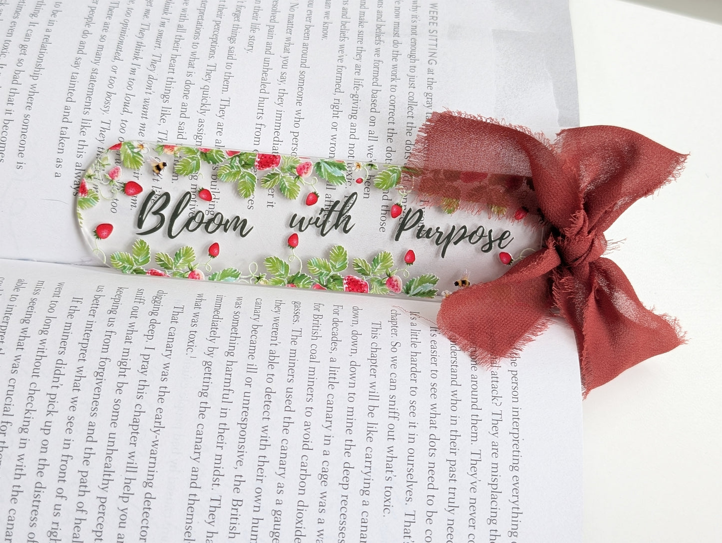 Strawberries Blooming with Purpose Book Mark