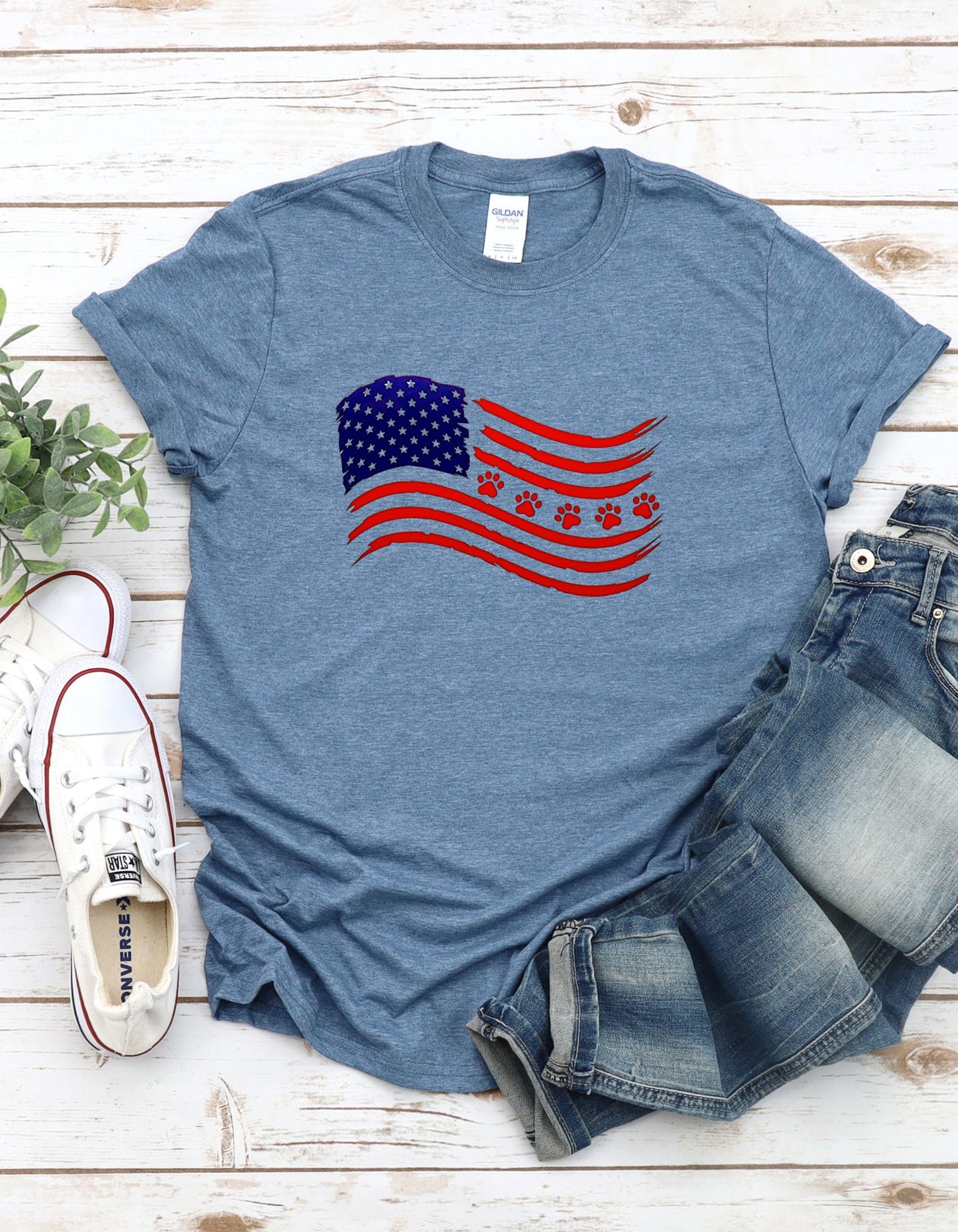 American Flag with Paw Prints
