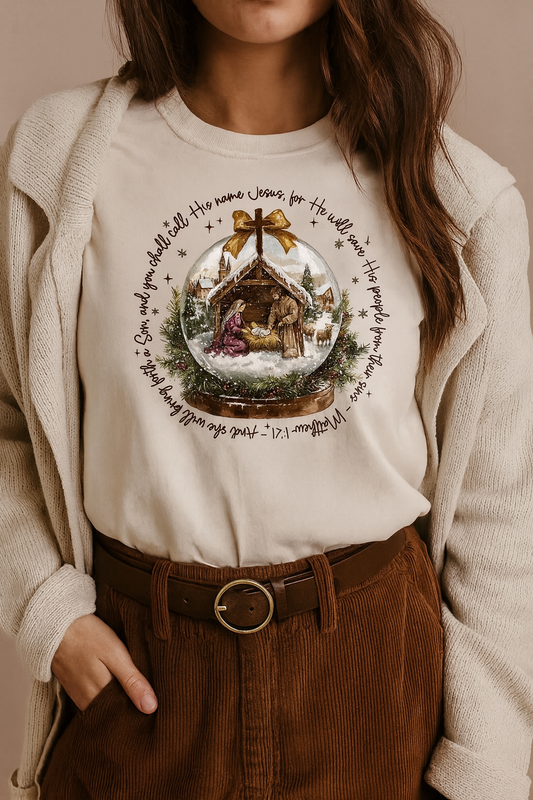 "Holy Night Snow Globe" Comfort Colors T-shirt