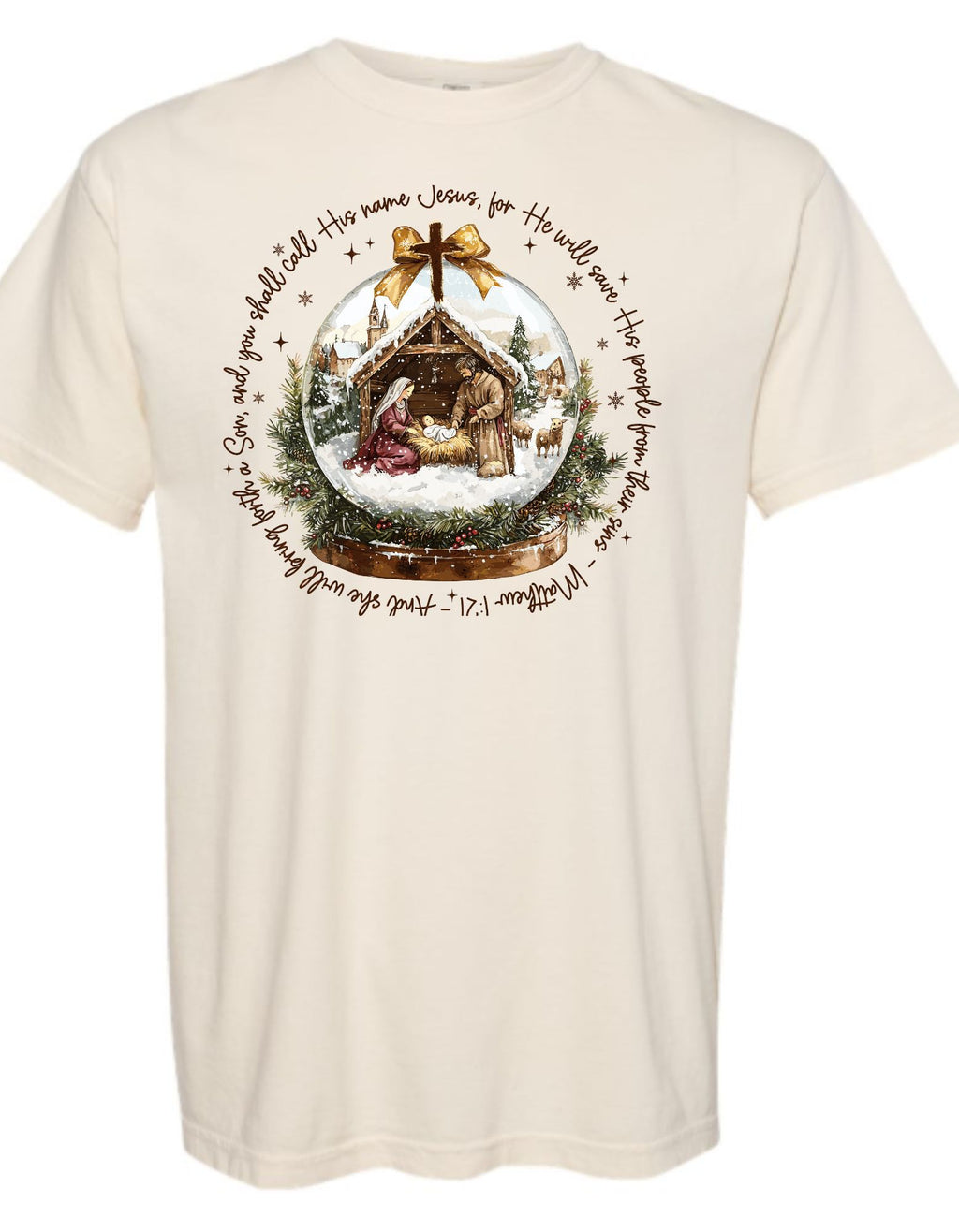 "Holy Night Snow Globe" Comfort Colors T-shirt