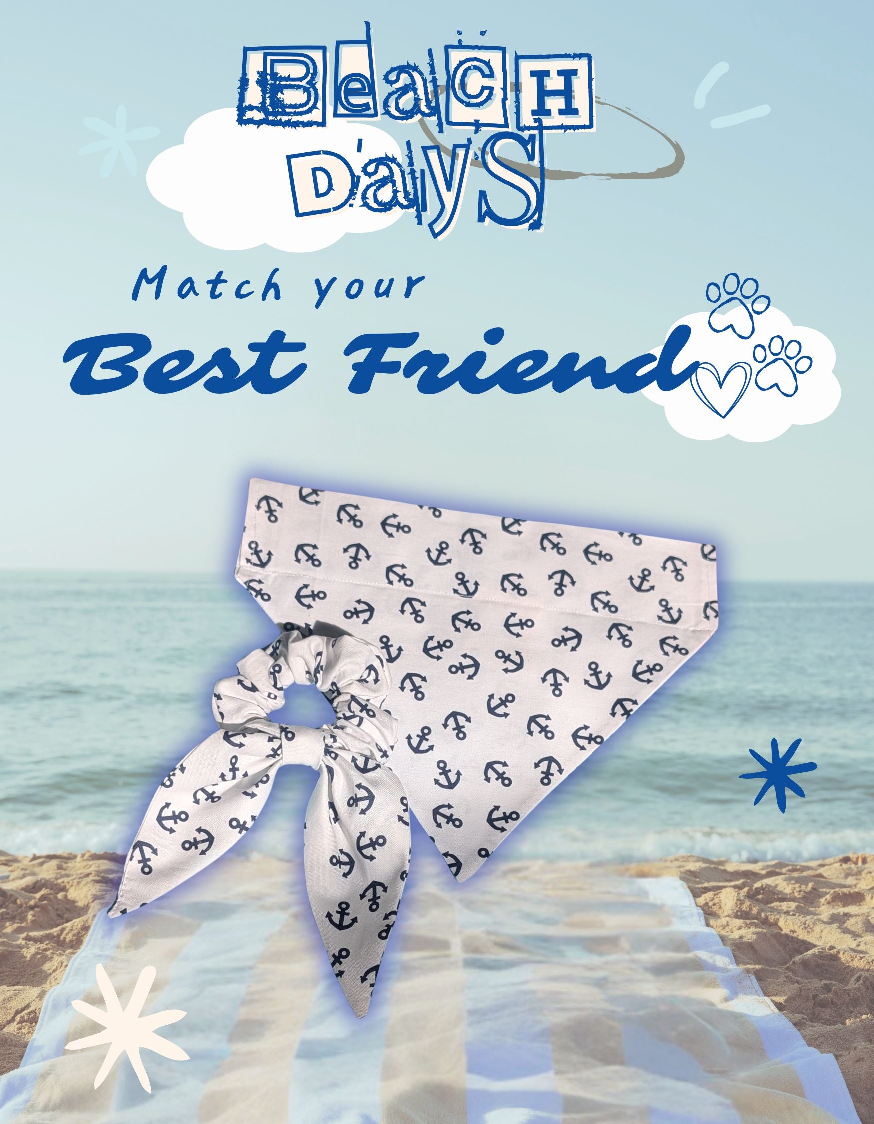 Nautical Anchor Matching Dog & Scrunchie Set