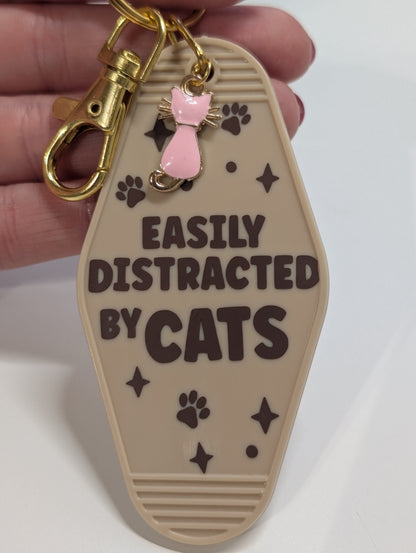 Easily Distracted By Cats Keychain