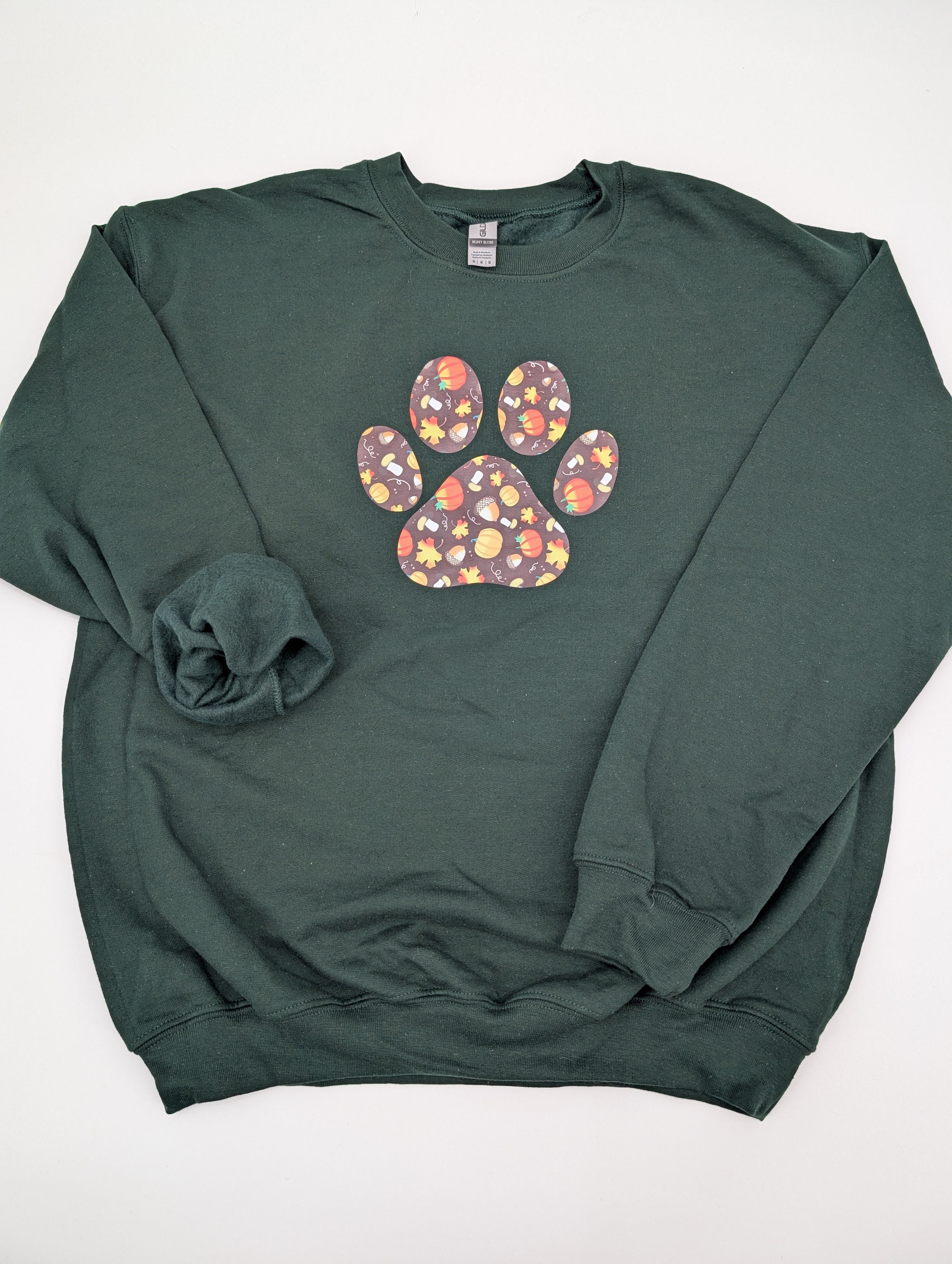 Fall Themed Paw Print Crew Neck