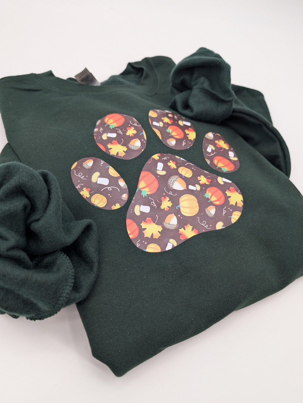 Fall Themed Paw Print Crew Neck