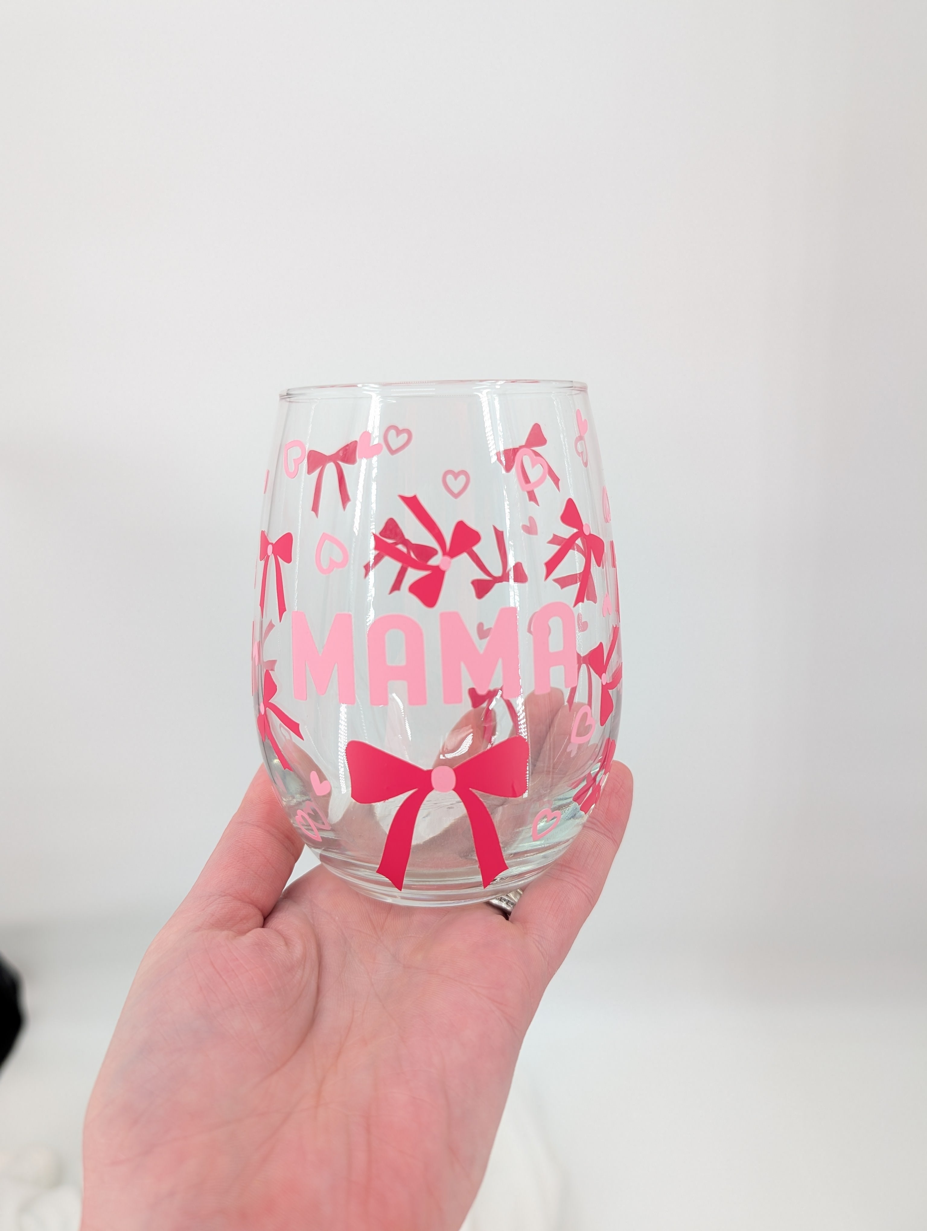 Mama Glass cup with hearts and bows Cup Sale