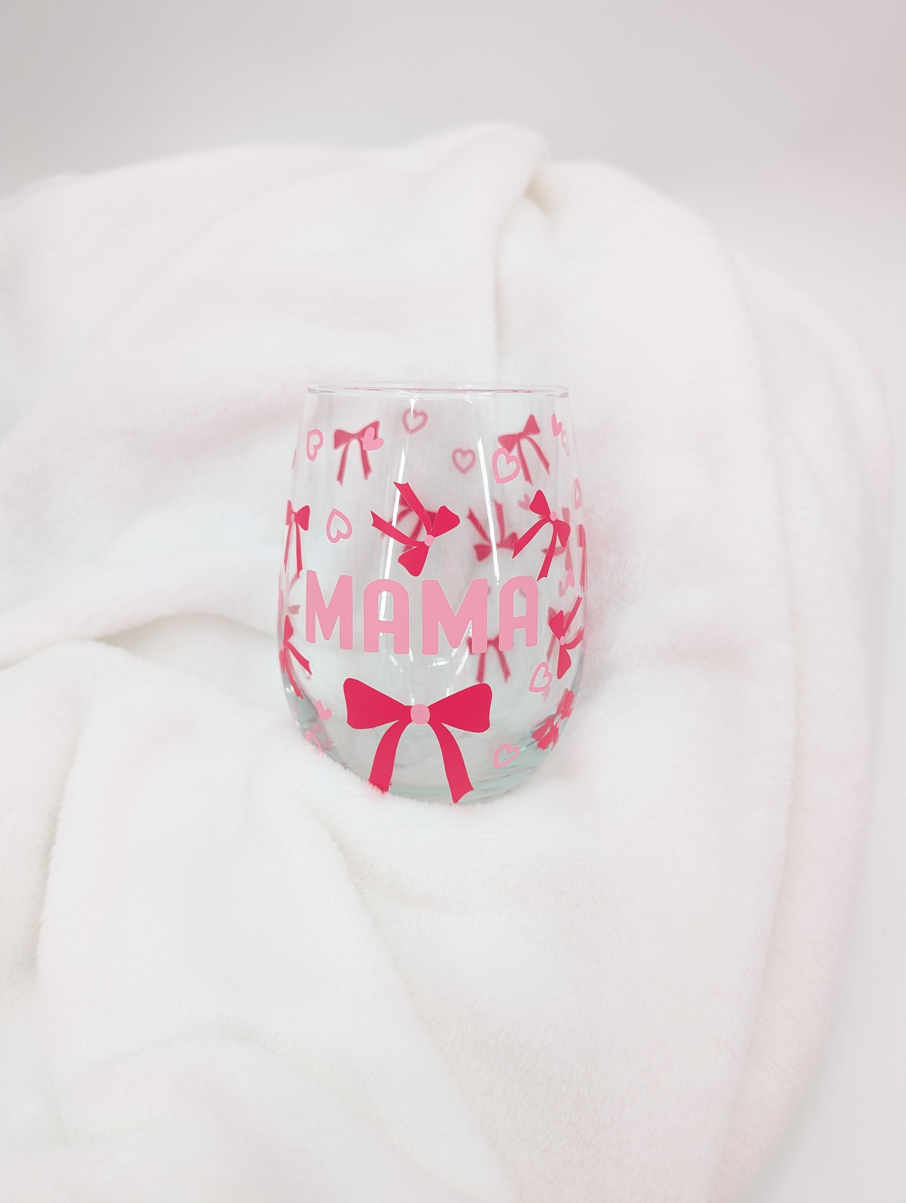 Mama Glass cup with hearts and bows Cup Sale