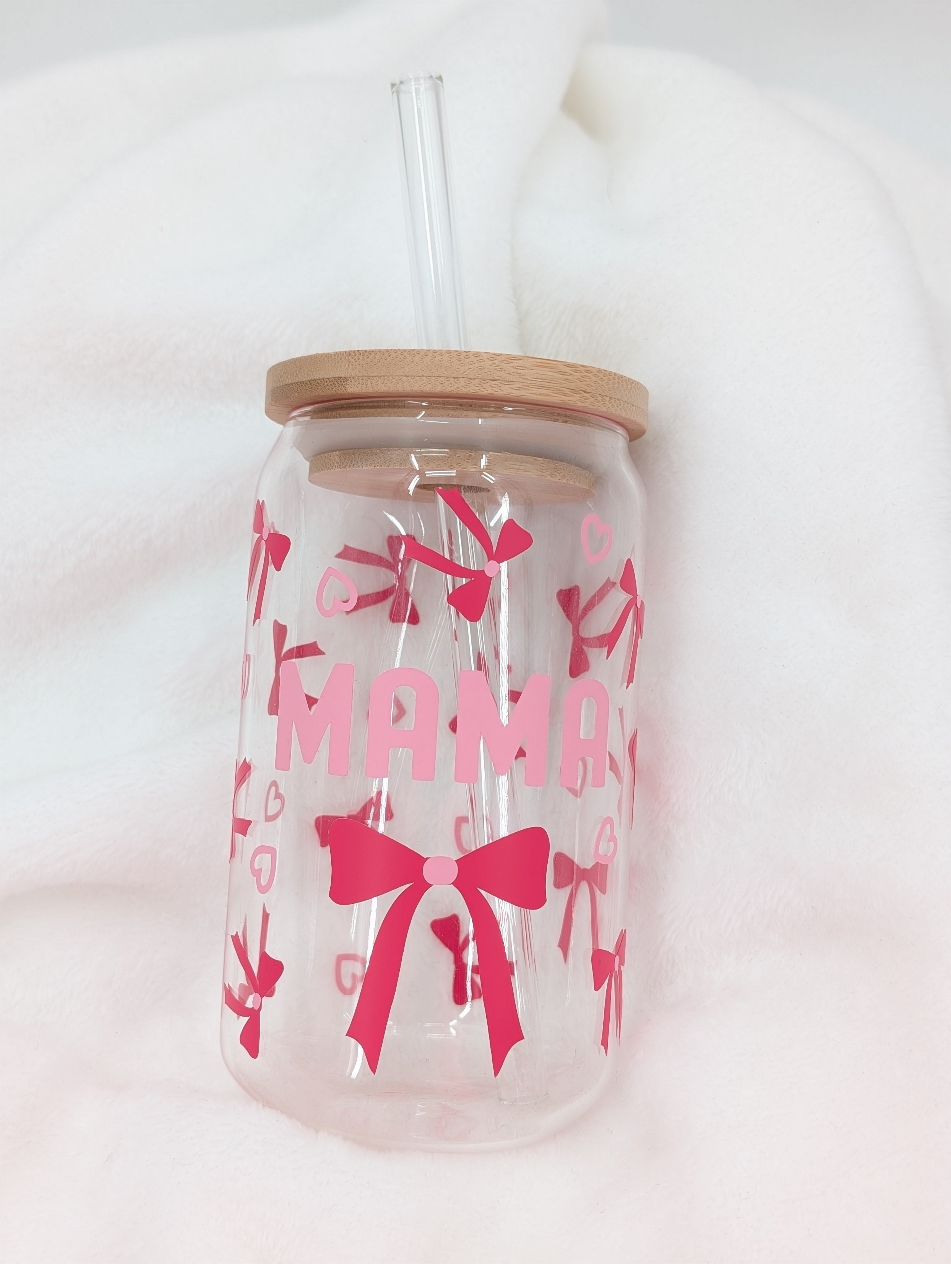 Mama Glass cup with hearts and bows Cup Sale