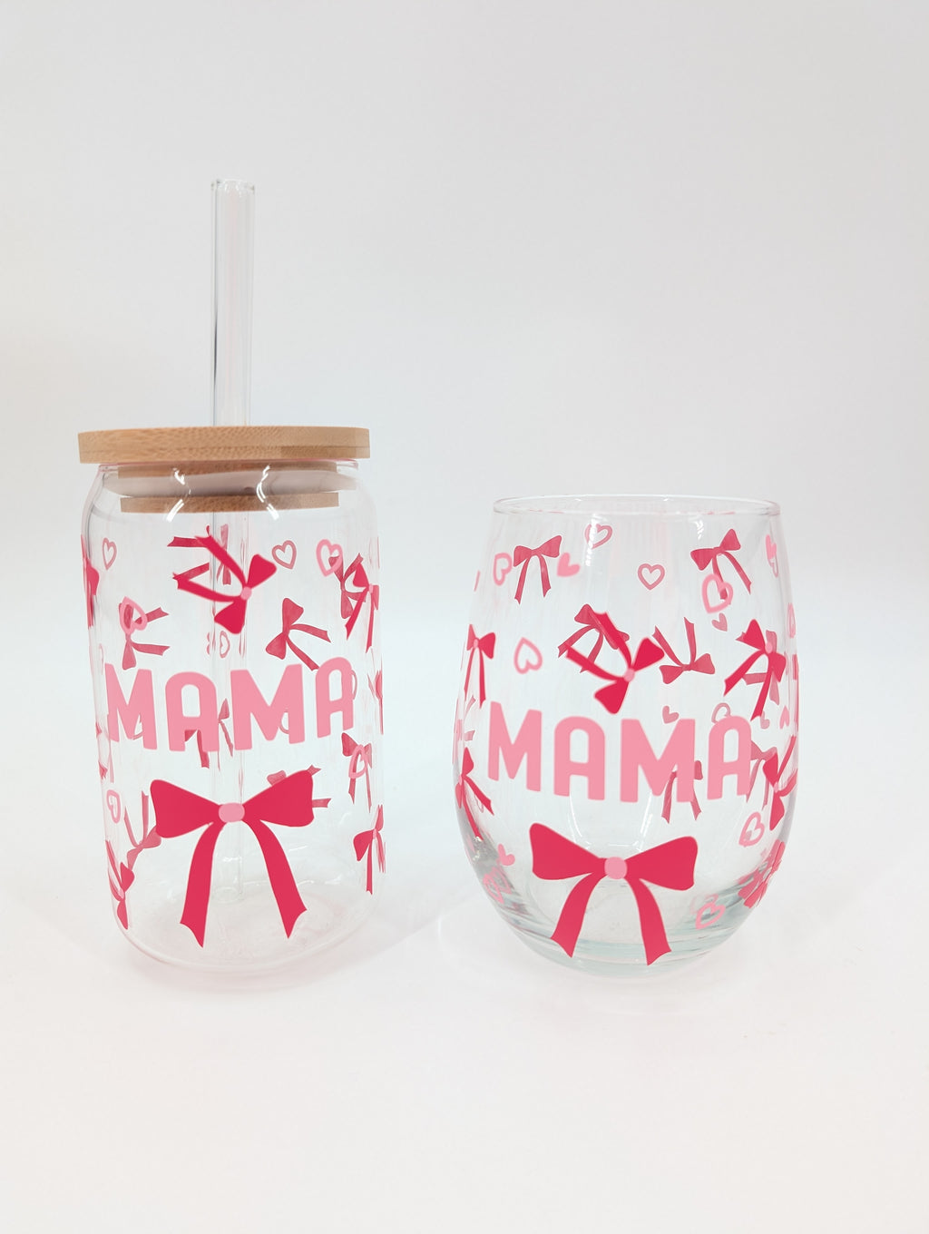 Mama Glass cup with hearts and bows Cup Sale