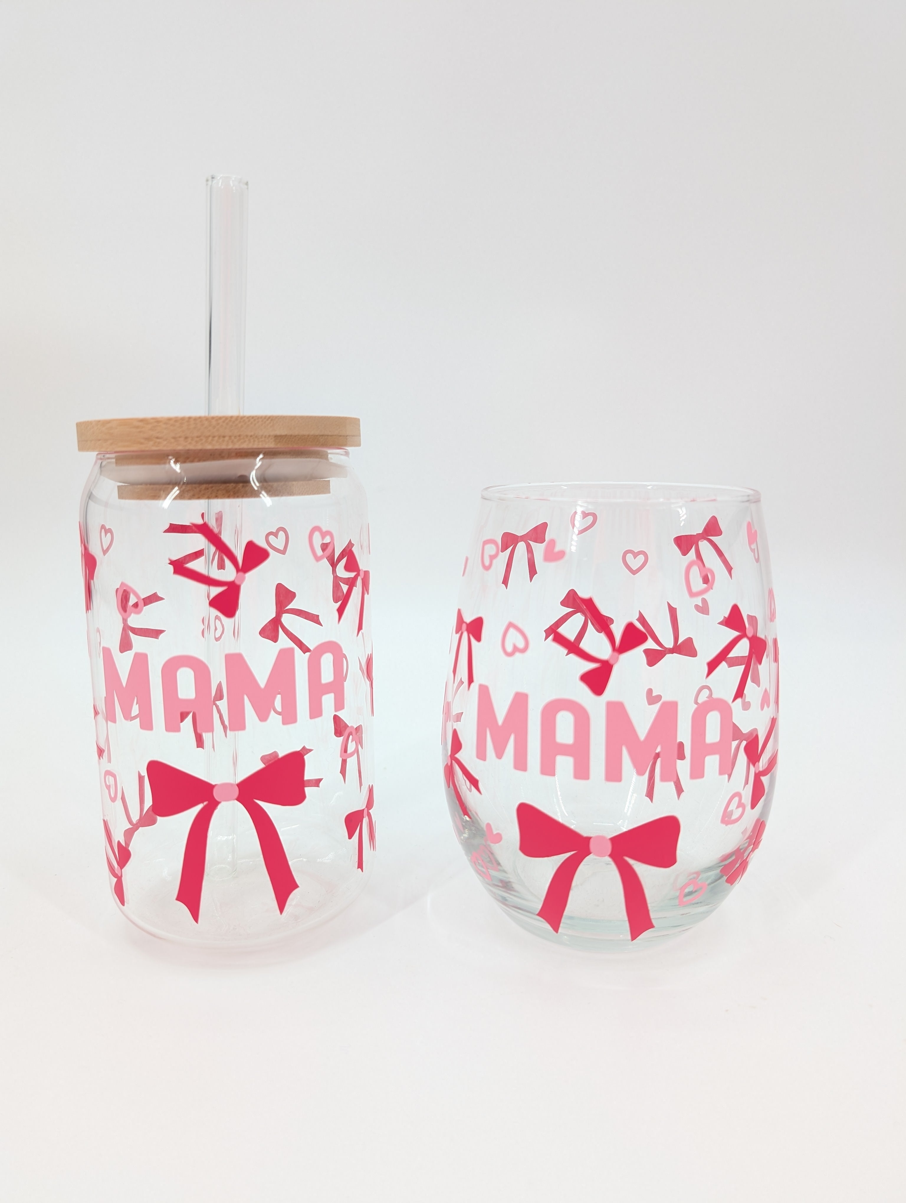 Mama Glass cup with hearts and bows Cup Sale