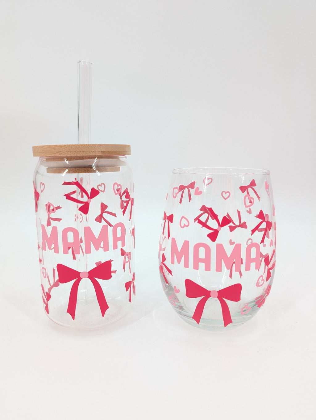 Mama Glass cup with hearts and bows Cup Sale