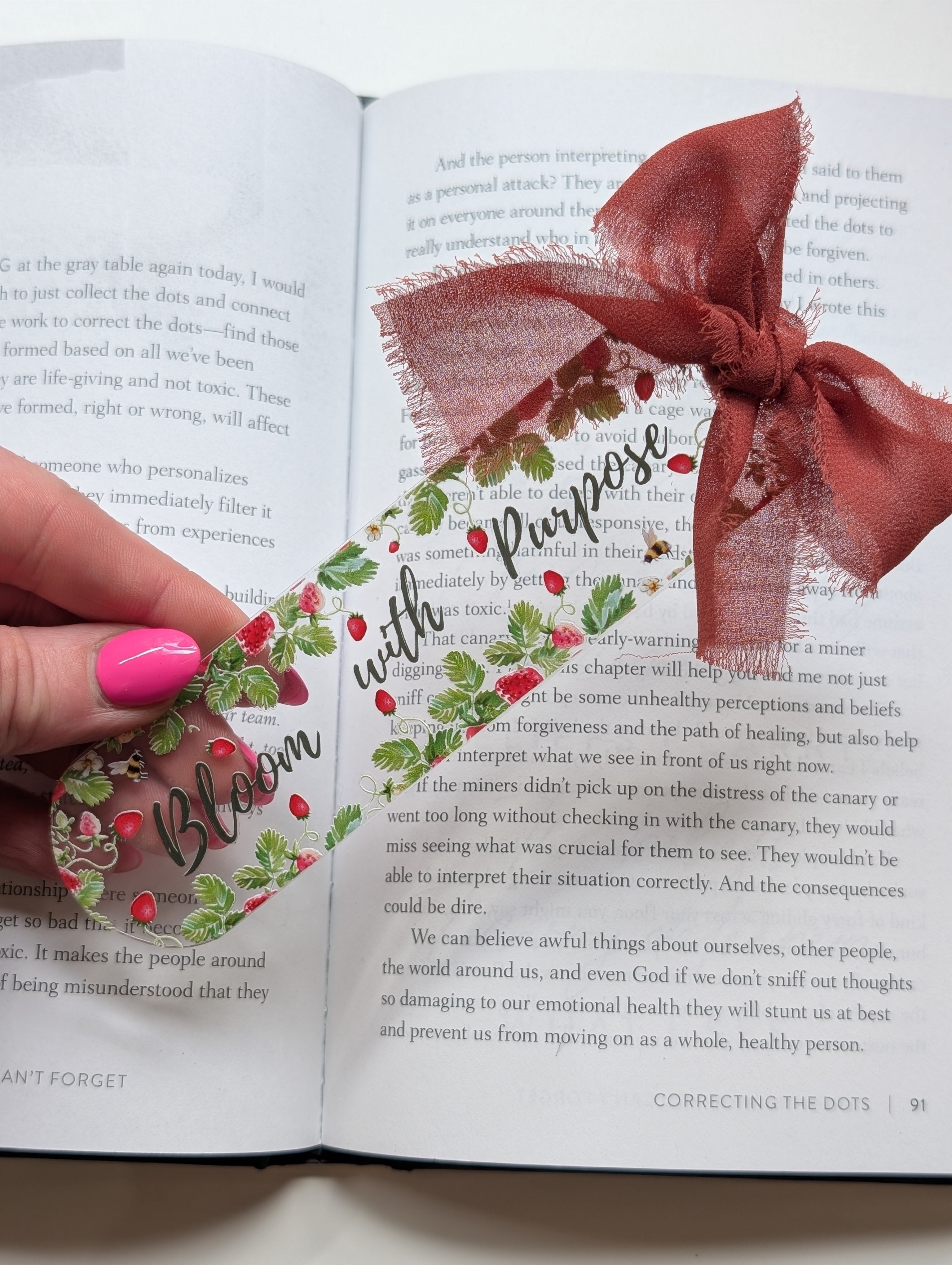 Strawberries Blooming with Purpose Book Mark