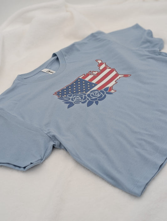 Red White and Roses Cropped T-shirt