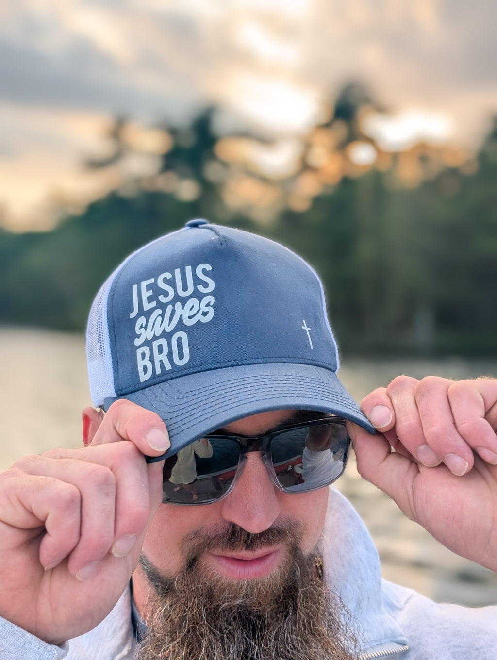 Jesus Saves Bro Trucker Hat Faith Based Hat with Cross Snap Back Hat Navy Baseball Hat Gift for Friend Jesus Saves Hat