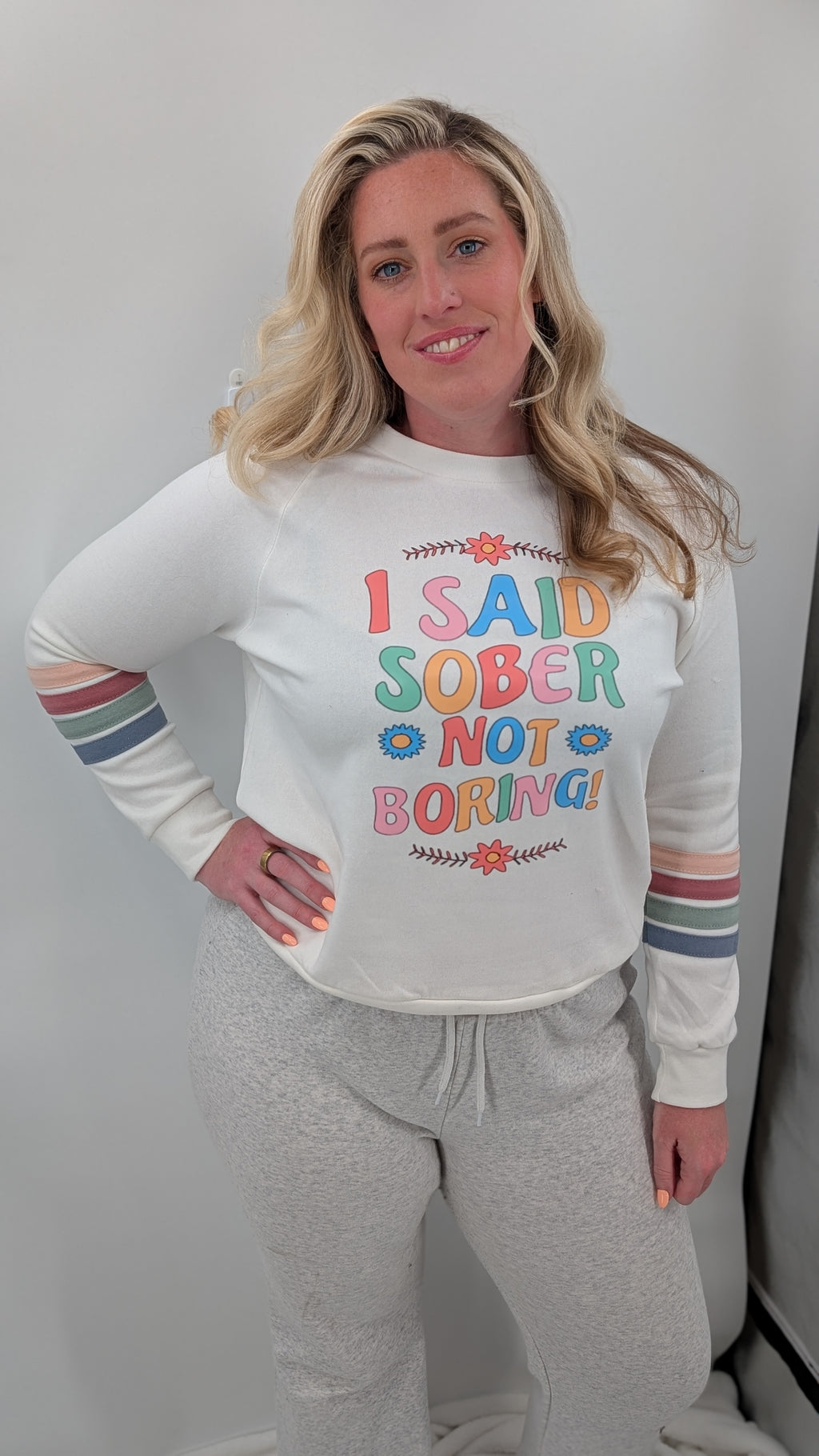 "I said Sober not Boring"  Women Crew Neck