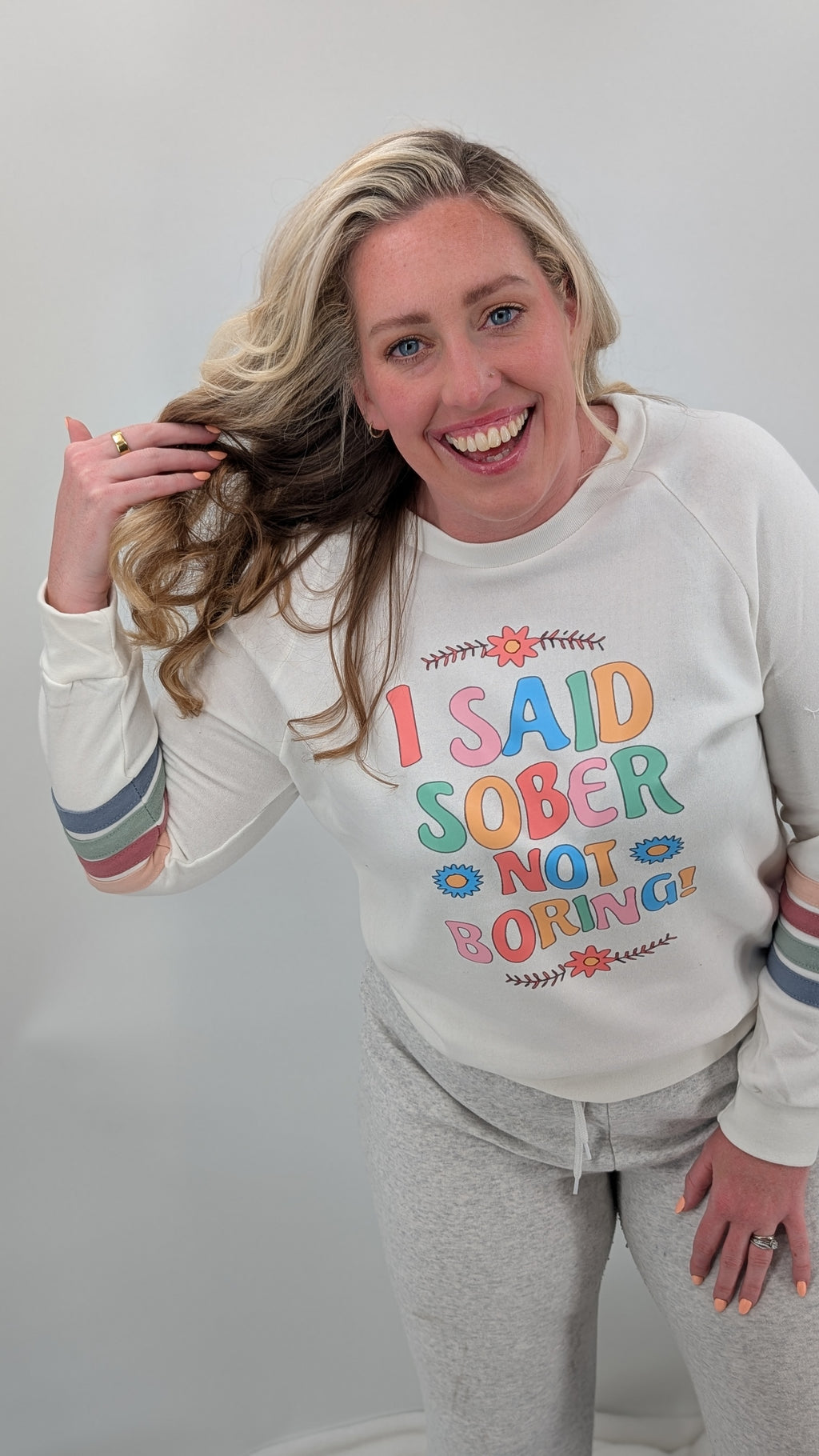 "I said Sober not Boring"  Women Crew Neck