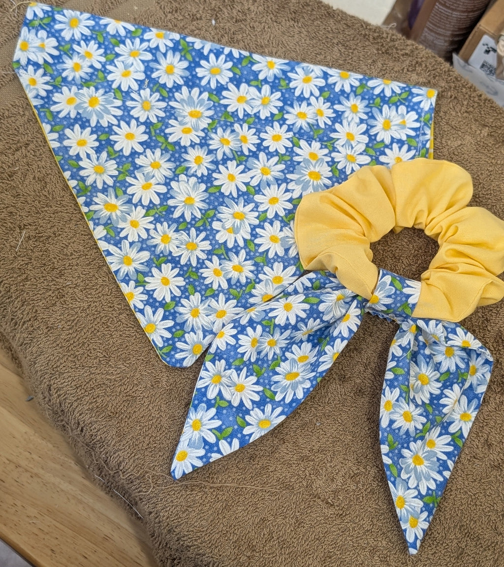 Daisy Field Matching Dog Bandana & Scrunchie Set 🌼