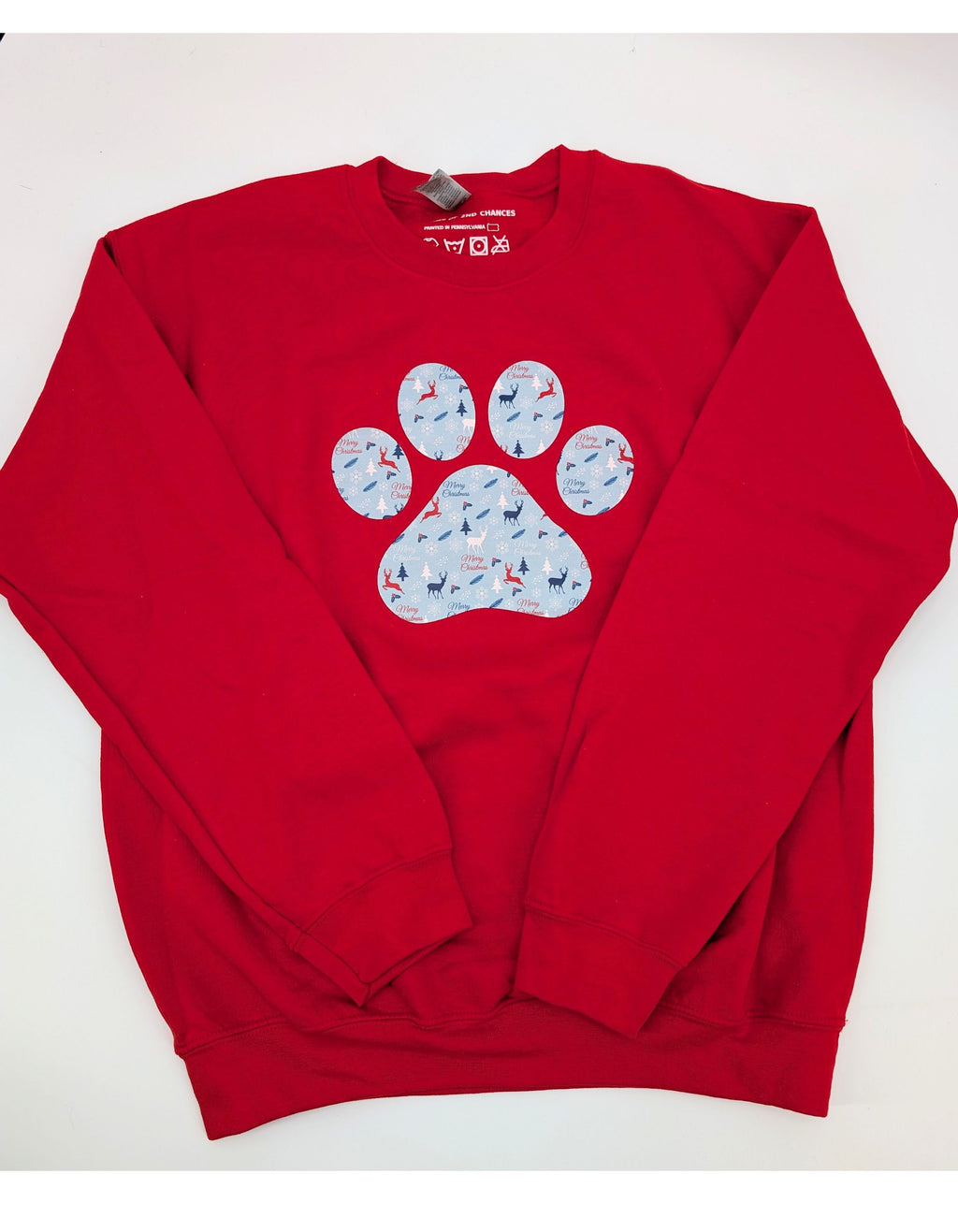 Christmas themed Paw Print Crew Neck