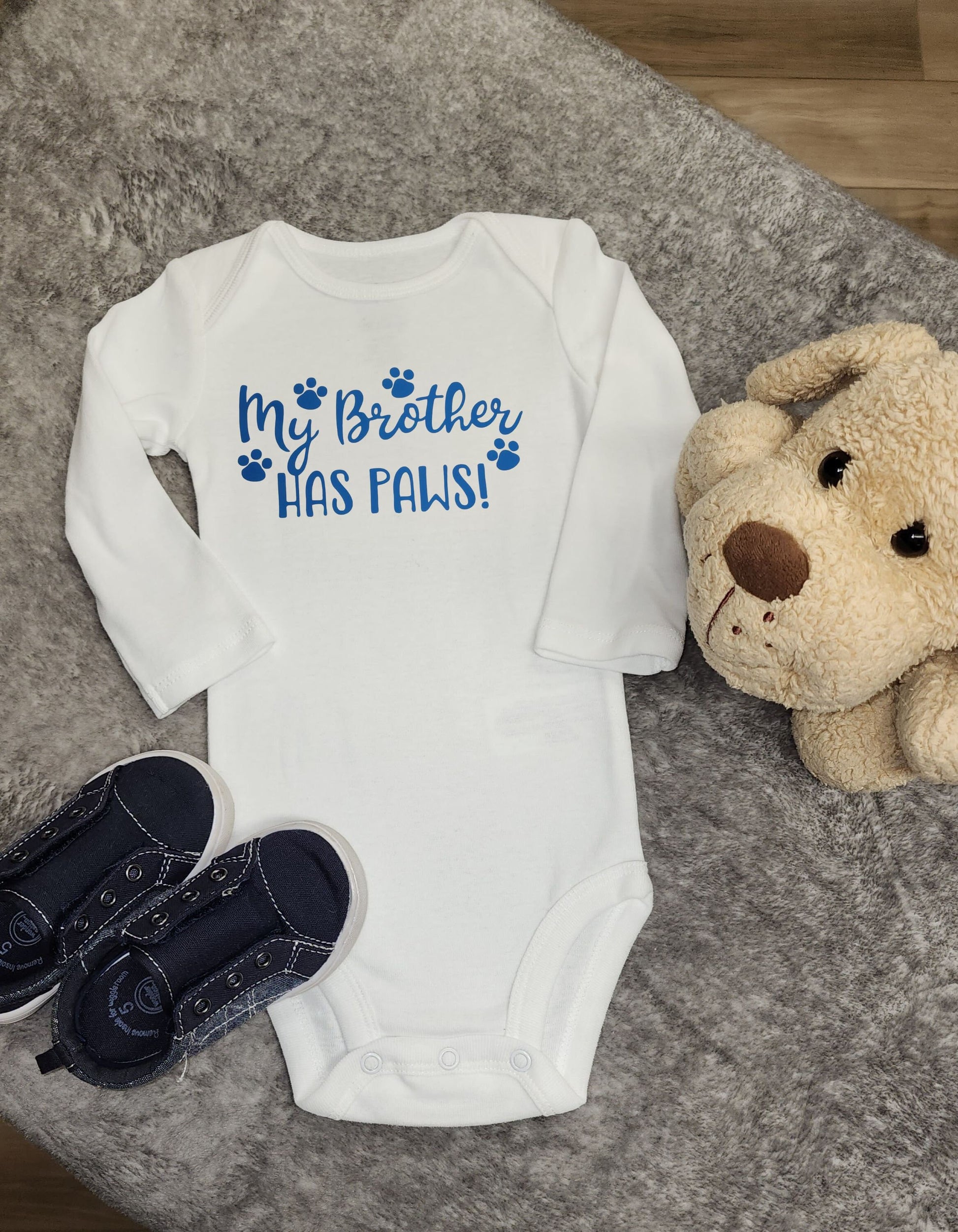 My Brother Has Paws Onesie Dog Lover Onesie Gift for Baby I Love Dogs Gift for Baby Shower Gift for Cat Lover Pet Lover Onesie