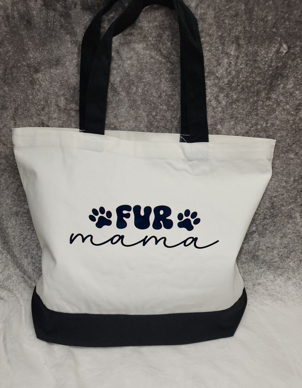 Fur Mama Tote Bag Two-Toned Summer Tote Bag Reusable Bag Dog Lovers Beach Bag Pet Mama Gift Bag Dog Bag