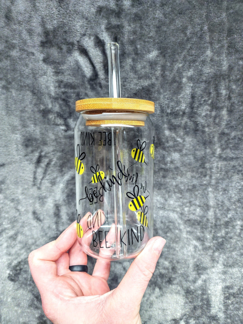 Be Kind Glass Can Cup Bee Kind Beer Can Cup Love for Bees Cute Glass Cup Adorable Iced Coffee Cup Trendy Glass Cup Gift For Friend