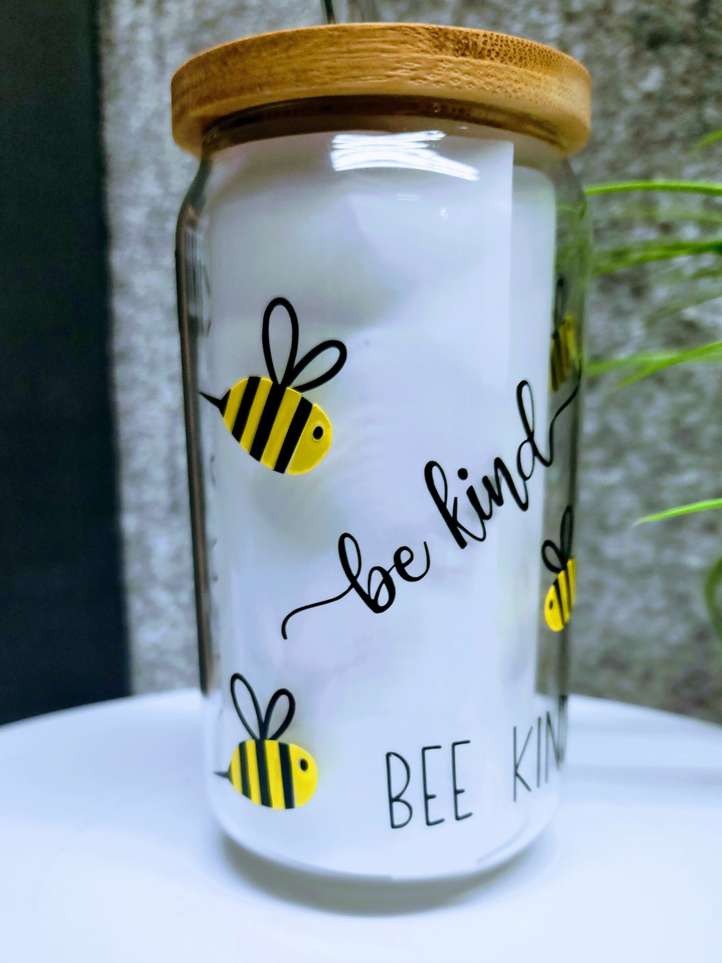 Be Kind Glass Can Cup Bee Kind Beer Can Cup Love for Bees Cute Glass Cup Adorable Iced Coffee Cup Trendy Glass Cup Gift For Friend