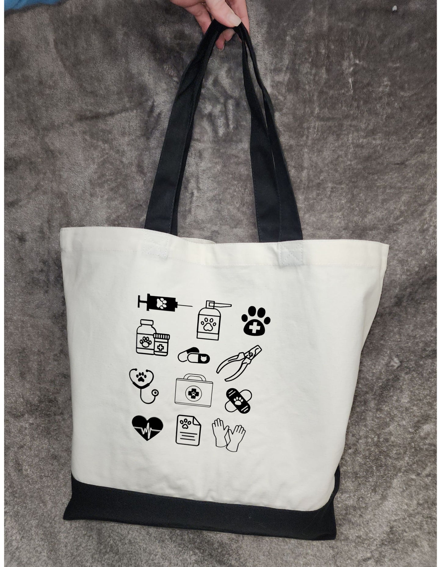 Vet Tech Tote Bag Veterinarian Tote Bag Two-Toned Tote Bag Gift for Animal Doctor Vet Nurse Veterinary Assistant Bag Animal Health Bag