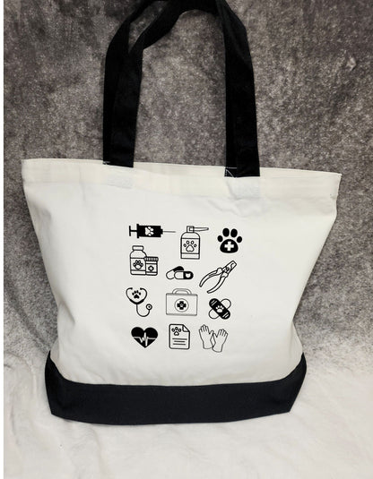 Vet Tech Tote Bag Veterinarian Tote Bag Two-Toned Tote Bag Gift for Animal Doctor Vet Nurse Veterinary Assistant Bag Animal Health Bag