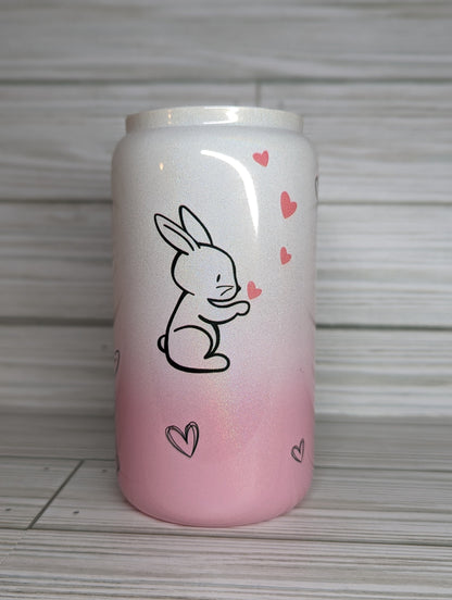 Bunny Mom Glass Cup Gift for Bunny Lover Some Bunny Loves You Cup Pink Ombre Cup Gift for Valentines Day Glass Cup Gift for Friend