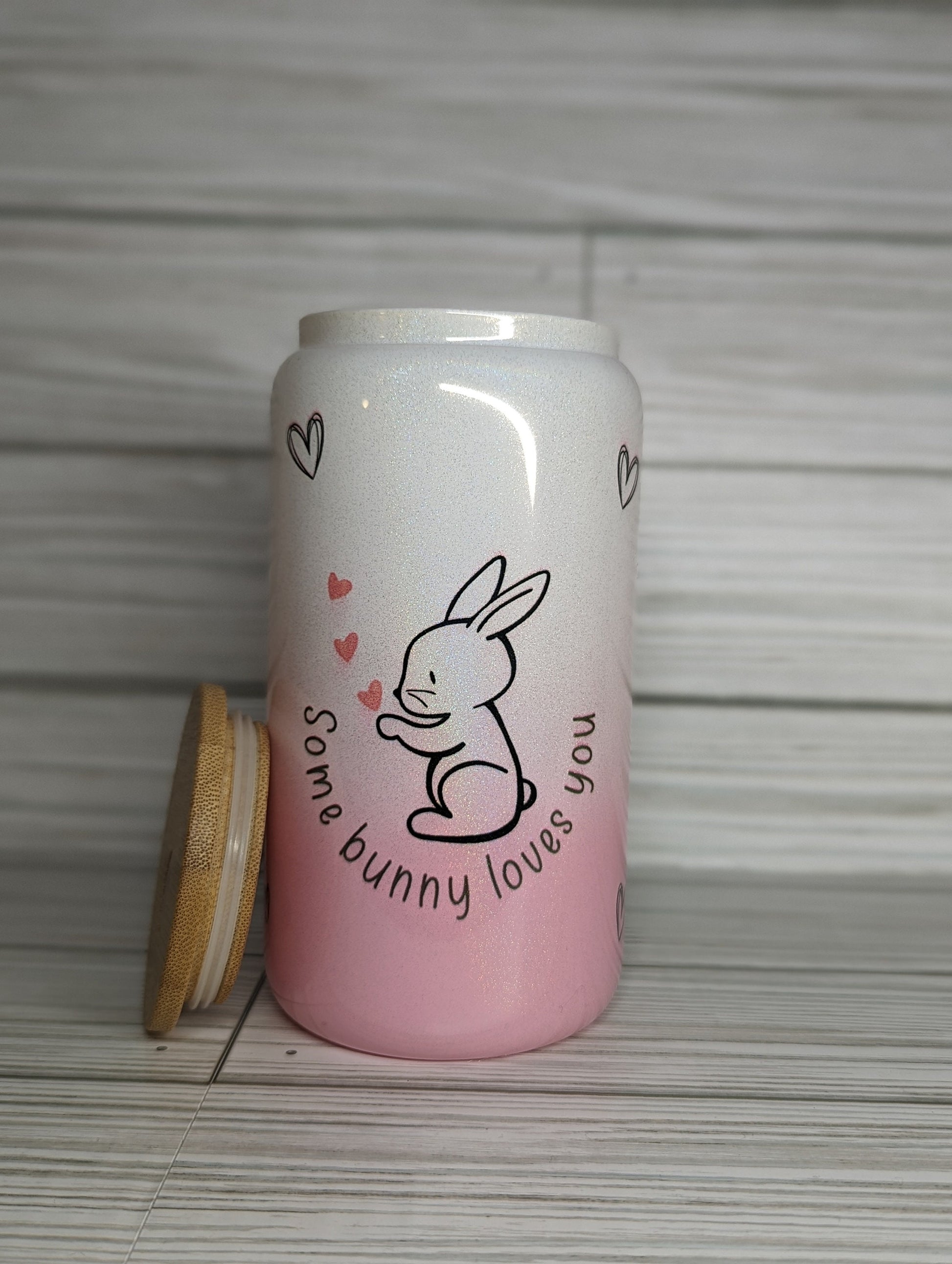 Bunny Mom Glass Cup Gift for Bunny Lover Some Bunny Loves You Cup Pink Ombre Cup Gift for Valentines Day Glass Cup Gift for Friend